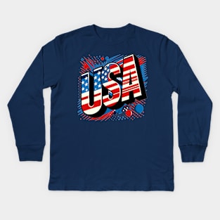 USA Flag Kids Long Sleeve T-Shirt